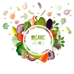 Label organic vegetables on a white background. © knopazyzy