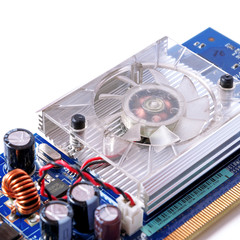 Single computer videocard isolated on white background