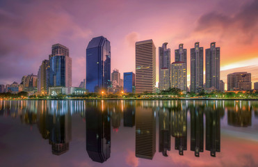 Fototapeta na wymiar Bangkok city downtown at sunrise