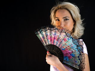 studio Photo of beautiful woman in dress