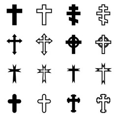 Vector black crosses icon set