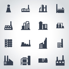 Vector black factory icon set
