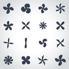 Vector black fans and propellers icon set © skarin