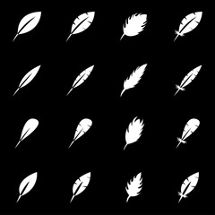 Vector white feather icon set