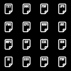 Vector white file type icon set