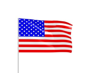 USA flag with metal pole