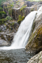 Waterfall in deep rain forest.