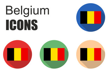 set flat icons belgium