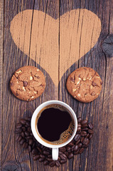 Coffee, cookies and heart