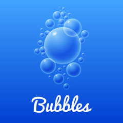 Ocean bubbles icon with text