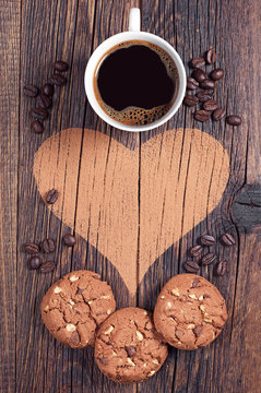 Cookies, coffee and heart