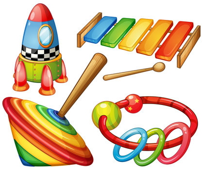 Colorful wooden toys set