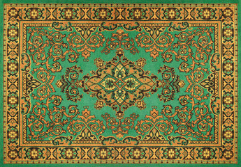Old Persian carpet with pattern. top view