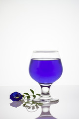 Butterfly pea flower juice in wine glass