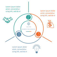 Naklejka premium Multi-coloured ring Infographic three positions