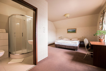 Roomy bedroom and bathroom