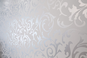 Patterned silver wallpaper