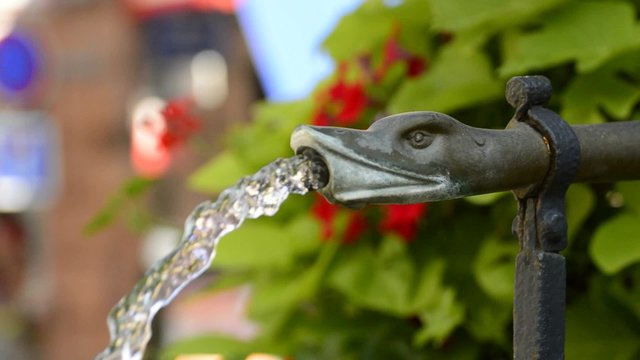 Georgenbrunnen in der franz&ouml;sischen Stadt Hagenau, Elsass
