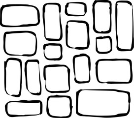 hand drawn round corner rectangle and square shapes over white