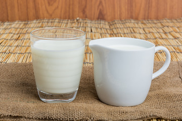 Cow milk and ceramic jug