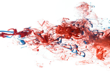Red and blue ink in water