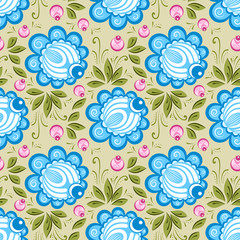 Seamless russian floral pattern