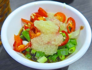 Dipping sauce closeup for hotpot in Taiwan
