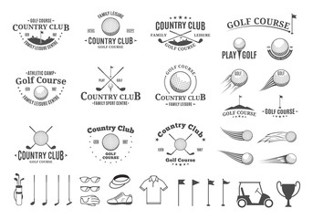 Golf country club logo, labels, icons and design elements - obrazy, fototapety, plakaty