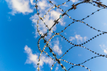 Barbed wire against the sky