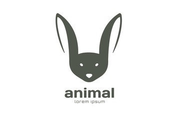 Abstract animal face logo vector template. Rabbit, bat mascot