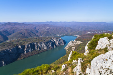 Cliffs over Danube river where Djerdap gorge is narrowest