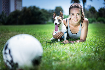 girl with jack russel terrier