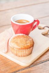 Banana cup cake and espresso