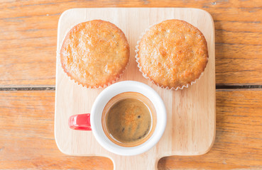 Banana cup cake and espresso