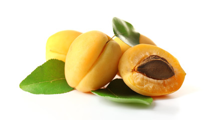 Ripe apricots isolated on white