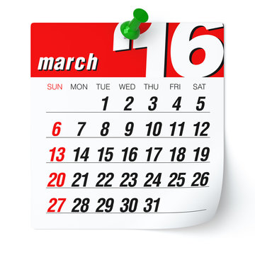 March 2016 - Calendar.