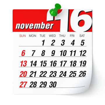 November 2016 - Calendar.