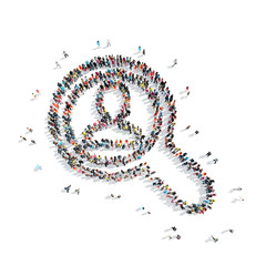 group  people shape a magnifying glass
