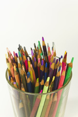 used color pencil in a glass