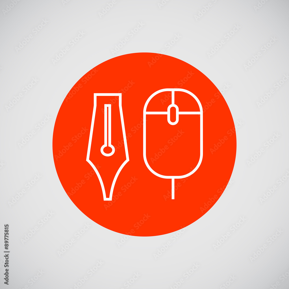 Poster computer mouse and ink pen nib