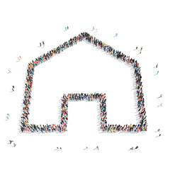 group  people  shape  house