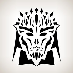 Abstract Mask, Tribal Style, Tattoo, Mask on a Light Background, Black and White Vector Illustration