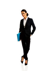 Businesswoman holding a binder