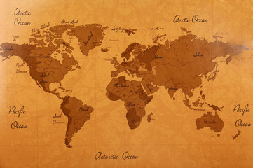 Fototapeta na wymiar World map close up