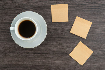 Adhesive Note and coffee on the desk