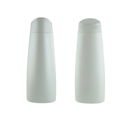 White shampoo bottle isolated on white background.