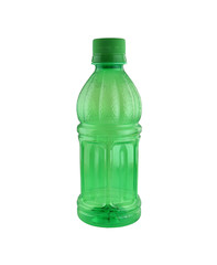 Green of bottle drink isolated on white background.