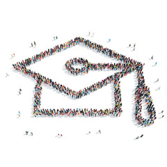 people  shape cap studen, studying