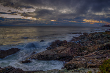 Waves Crashing on the Rocky Coast