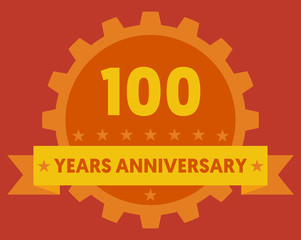 Orange badge of 100 years anniversary